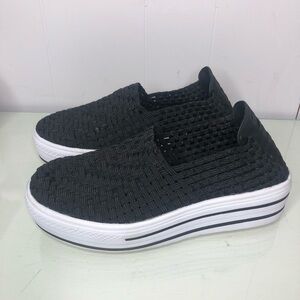 Zee Alexis Black Woven Slip On Sneaker Shoes